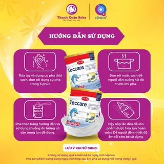 Sữa bột Teccare Digest sữa bò cải thiện đường ruột giúp trẻ ăn ngon 800g - Thanh Xuân Baby