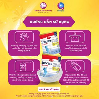 Sữa bột Teccare Grow IQ sữa bò phát triển trí não và chiều cao cho trẻ 800g - Thanh Xuân Baby