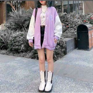 Áo khoác nỉ nút bomber logo R form dưới 70kg