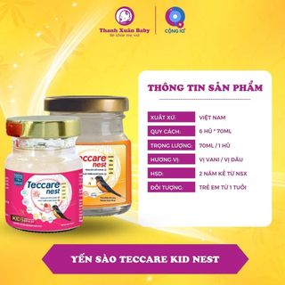 Hộp yến sào cao cấp Teccare Kid Nest bổ sung dinh dưỡng cho trẻ (6 hũ) - Thanh Xuân Baby giá sỉ