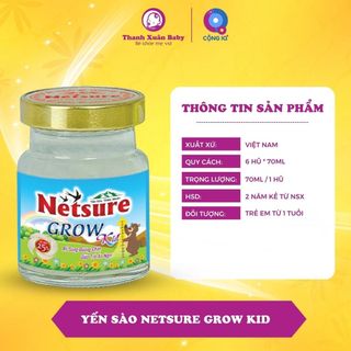 Hộp yến sào cao cấp Netsure Grow Kid bổ sung dinh dưỡng cho trẻ (6 hũ) - Thanh Xuân Baby