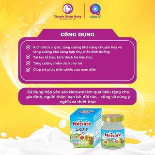 Hộp yến sào cao cấp Netsure Grow Kid bổ sung dinh dưỡng cho trẻ (6 hũ) - Thanh Xuân Baby