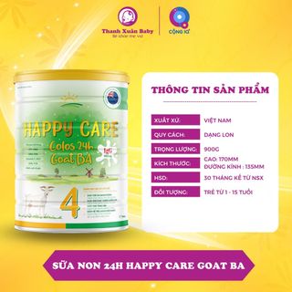 Sữa non 24h Happy Care Goat BA sữa dê bổ sung dinh dưỡng cho trẻ ăn ngon 900g - Thanh Xuân Baby