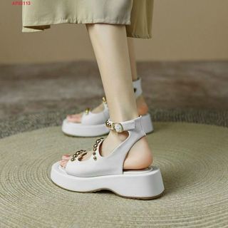 Sandal nữ da mềm 2 quai ngang phối ngọc đẹp