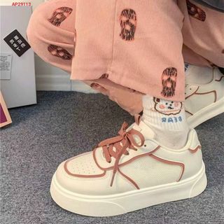 Giày Sneaker Nữ Trắng Viền đỏ đẹp AP29