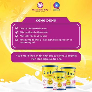 Sữa Colos Mom Kid tăng sức đề kháng, phát triển trí não cho bé 400g/ 800g - Thanh Xuân Baby