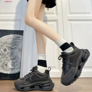 Giày thể thao nữ đen đế độn siêu cá tính