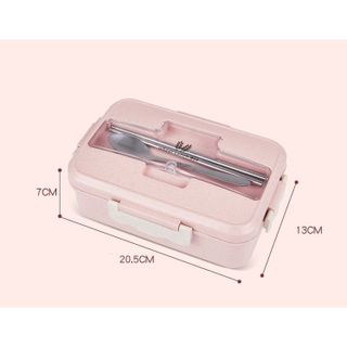 Hộp đựng cơm lúa mạch 3 ngăn kèm đũa muỗng