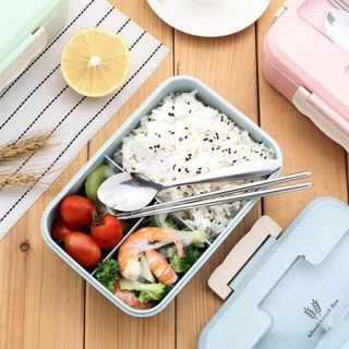 Hộp đựng cơm lúa mạch 3 ngăn kèm đũa muỗng