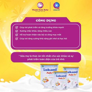 Sữa bột Lukamil Pedia 900g vị hạt chia Organic hỗ trợ trẻ biếng ăn - Thanh Xuân Baby