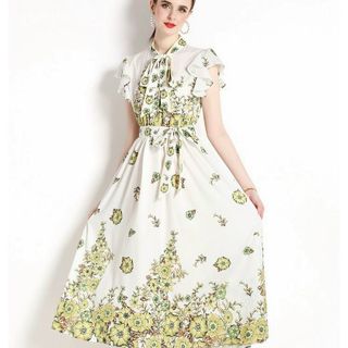 Đầm maxi xoè voan hoa cao cấp DR D75578