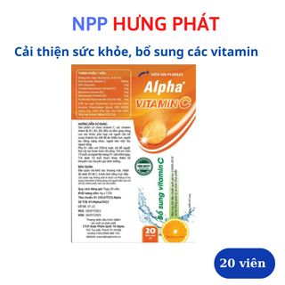 Viên sủi Alpha bổ sung vitamin C tăng sức đề kháng Tuýp 20 viên giá sỉ