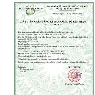 VIÊN UỐNG ĐA VITAMIN & KHOÁNG CHẤT - ONE DAILY PHARMEKAL/USA