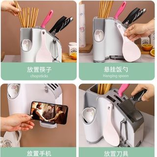 Kệ Cắm Dao Đũa Đa Năng Kèm Giá Đỡ Điện Thoại