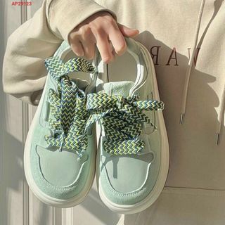 Giày thể thao nữ da mềm xanh đẹp