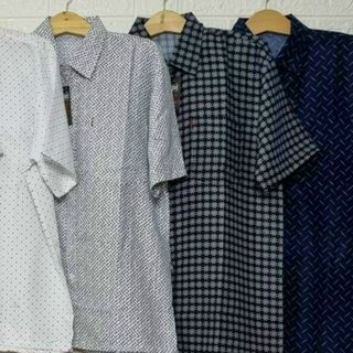 Áo sơ mi nam trung niên ngắn tay form rộng họa tiết chất cotton thoáng mát