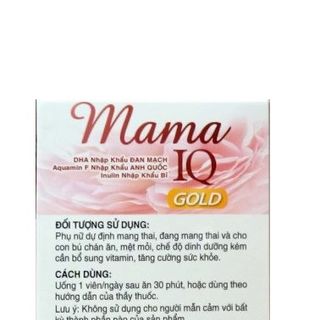 Viên uống bổ bầu Mama IQ Gold bổ sung DHA, acid folic, sắt, hộp 30 viên