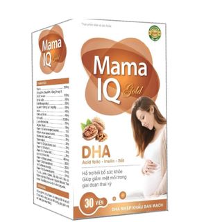 Viên uống bổ bầu Mama IQ Gold bổ sung DHA, acid folic, sắt, hộp 30 viên