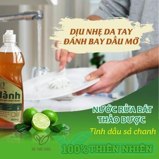Nước rửa bát thảo mộc đánh bay dầu mỡ, khử mùi, bảo vệ da tay, an toàn cho mẹ bầu, phụ nữ sau sinh, trẻ nhỏ 400ml
