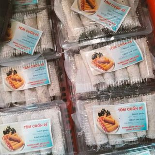Tôm cuốn rế nhà làm - được làm từ tôm sú sạch, 10-12con/hộp.