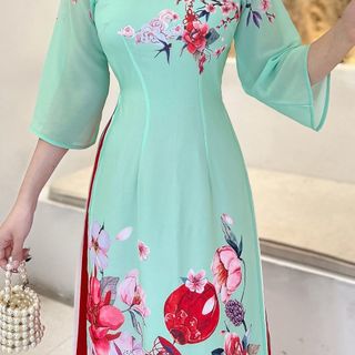 [HCM]Áo dài in 3D vol 4 tà cao cấp AD029- Big size - Lady Fashion - Khánh Linh Style