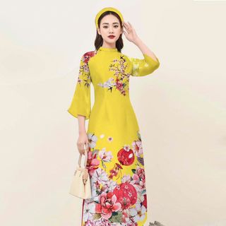 [HCM]Áo dài in 3D vol 4 tà cao cấp AD029- Big size - Lady Fashion - Khánh Linh Style