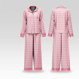 Bộ Pijama Lụa Latin Cao Cấp Họa Tiết Caro Trái Tim