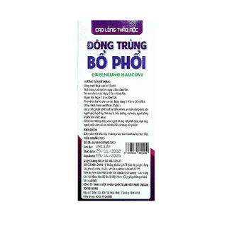 Siro đông trùng bổ phổi Greenlung Haucovi giảm ho, giảm đờm– 100ml
