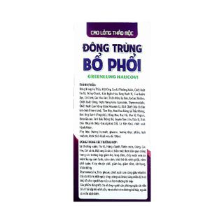 Siro đông trùng bổ phổi Greenlung Haucovi giảm ho, giảm đờm– 100ml