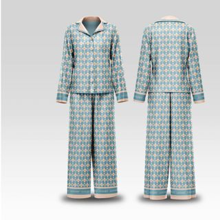 Bộ Pijama Lụa Latin Cao Cấp Họa Tiết Caro Trái Tim