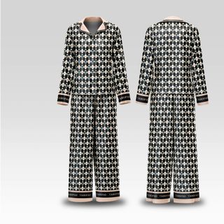 Bộ Pijama Lụa Latin Cao Cấp Họa Tiết Caro Trái Tim