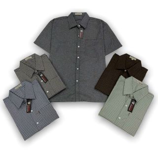 Áo sơ mi nam trung niên ngắn tay form rộng sọc caro chất cotton thoáng mát
