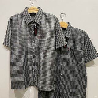 Áo sơ mi nam trung niên ngắn tay form rộng sọc caro chất cotton thoáng mát
