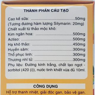 Siro Mát gan Atiso thanh nhiệt thải độc- Hộp 20 ống