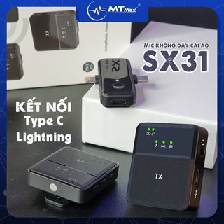 Mic không dây SX31 2 micro dành cho điện thoại gọn kết nối type C - Lightning nhanh pin khỏe