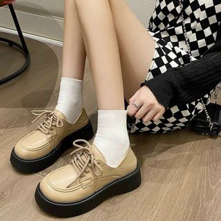 Giày lười nữ da mềm buộc dây đẹp AP25