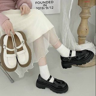 Giày lười nữ đế cao chất da bóng mềmphối quai ngang đẹp