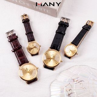 Đồng hồ đôi nam nữ QB dây da mặt tròn kiểu Quartz Nhật - Đồng hồ cặp đeo tay thời thượng ManYi giá sỉ