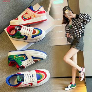 Giày thể thao nữ da mềm màu cầu vồng đẹp