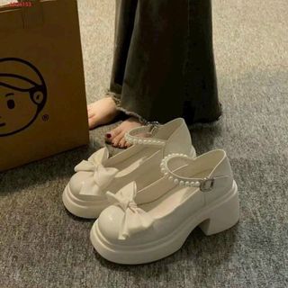 Giày Búp Bê Lolita Đính Nơ phối ngọc trai đẹp