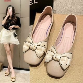 Giày búp bê nữ da mềm đính nơ đẹp