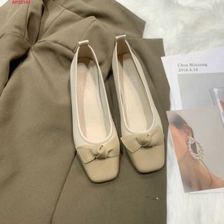 Giày búp bê nữ phối 2 màu đính nơ đẹp