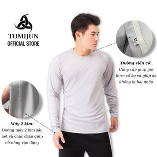 Áo thun nam tay dài TOMIJUN Giữ nhiệt thể thao nam co giãn, giữ ấm, màu sắc trẻ trung và năng động