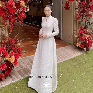 Áo Dài Cưới Cô Dâu Cổ thiết kế giọt nước đính Ngọc cao cấp {Tặng KÈM MẤN đỏ 30 VÒNG TRỊ GIÁ 150K}