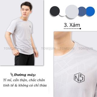 Áo phông thể thao nam cổ tròn vải thun lạnh tập gym ngắn tay vải thoáng mát co giãn chuẩn form nhiều màu NS TOMIJUN