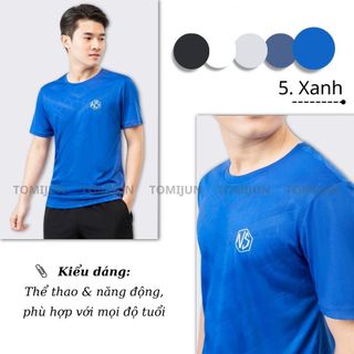Áo phông thể thao nam cổ tròn vải thun lạnh tập gym ngắn tay vải thoáng mát co giãn chuẩn form nhiều màu NS TOMIJUN