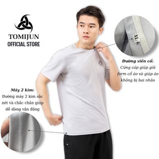 Áo phông thể thao nam cổ tròn vải thun lạnh tập gym ngắn tay vải thoáng mát co giãn chuẩn form nhiều màu NS TOMIJUN