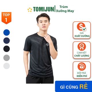 Áo phông thể thao nam cổ tròn vải thun lạnh tập gym ngắn tay vải thoáng mát co giãn chuẩn form nhiều màu NS TOMIJUN giá sỉ