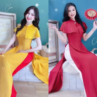 Áo Dài voan óng 4 tà Tay bèo Mẫu Mới