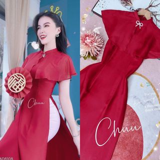 Áo Dài voan óng 4 tà Tay bèo Mẫu Mới